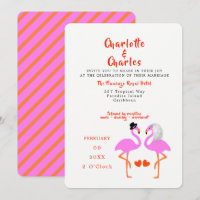 Tropical Pink Flamingos Fun Modern Wedding Invite
