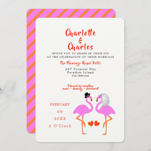 Tropical Pink Flamingos Fun Modern Wedding Invite