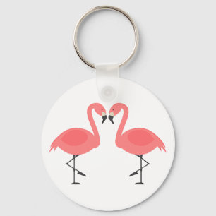 Tropical Pink Flamingos - Hawaiian, Luau Pink Love Keychain