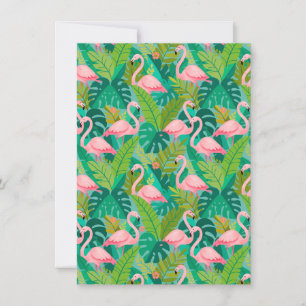 Tropical Pink Flamingos Jungle Foliage Thank You Card