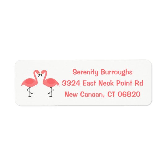 Tropical Pink Flamingos Love - Wedding Beach Luau Return Address Label