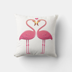 Tropical Pink Flamingos Love - Wedding Beach Luau Throw Pillow
