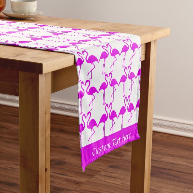 Tropical Pink Flamingos Romantic Heart Exotic  Short Table Runner (In Situ)