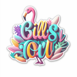 Tropical Pink Flamingos Sticker