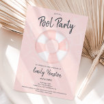 Tropical pink floater pool party Sweet 16 Invitation<br><div class="desc">Modern pool party with a pink round striped floater illustration Sweet 16 on an editable light pastel pink water background,  the colour can be changed. A fun and cool summer party invitation</div>