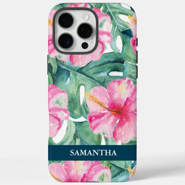 Tropical Pink Floral Custom iPhone Case (Back)