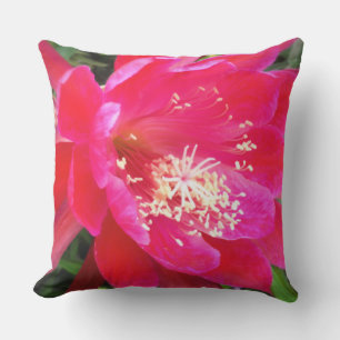 Tropical Pink Flower Photo Outdoor Pillow