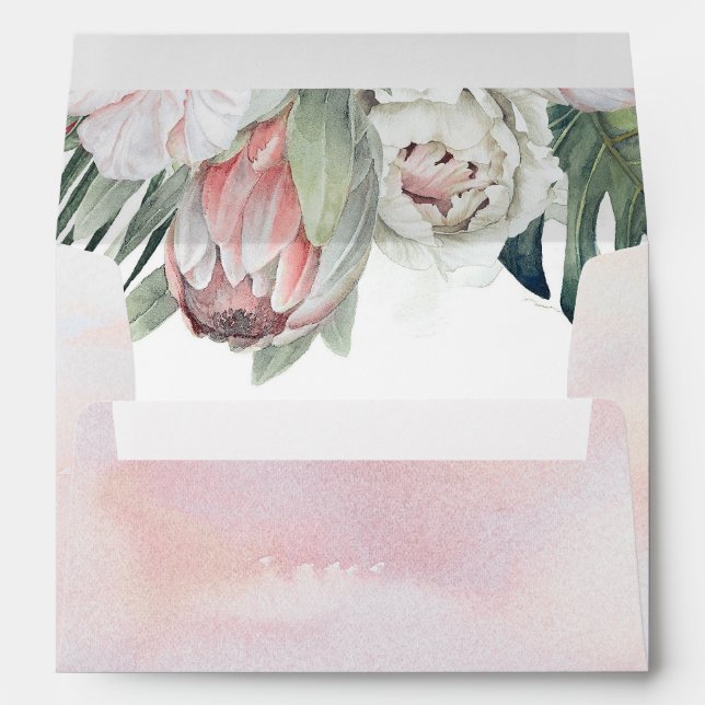 Tropical Pink Flowers Beach Celebration Envelope (Back (Bottom))