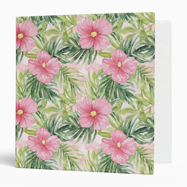 Tropical Pink Flowers   Binder (Front/Inside)