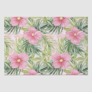 Tropical Pink Flowers Bridal Shower Tissue Paper