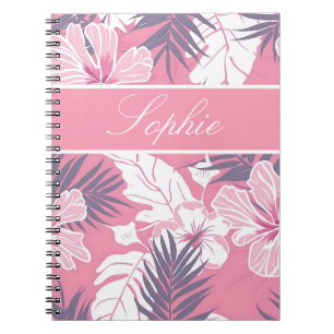 Tropical pink flowers hibiscus Personalized Notebook