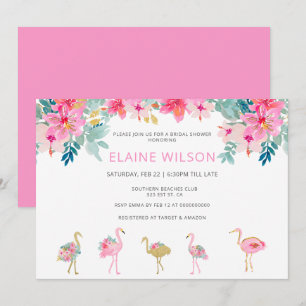 Tropical Pink Gold Flamingo Bridal Shower Invitation