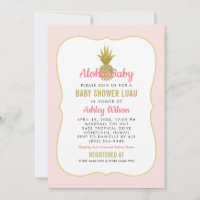 Tropical Pink Gold Pineapple Baby Girl Shower Luau