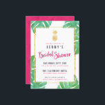 Tropical Pink & Gold Pineapple Bridal Shower Invitation<br><div class="desc">Modern,  bold hot pink & gold bridal shower invitations with hot pink accents,  a faux gold foil pineapple,  and watercolor tropical leaves around the edge.</div>