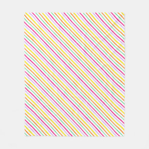 Tropical Pink Green Orange Yellow Stripes Outdoor Fleece Blanket