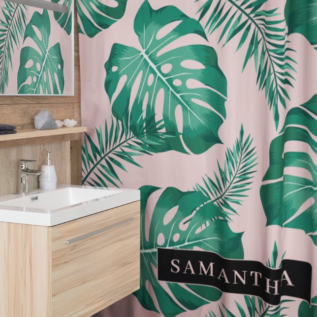 Tropical Pink & Green Palm Leaves Pattern & Name (Creator Uploaded)