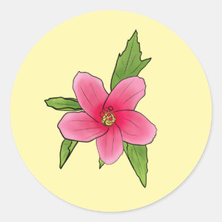 Tropical Pink Hibiscus Birthday Party Stickers