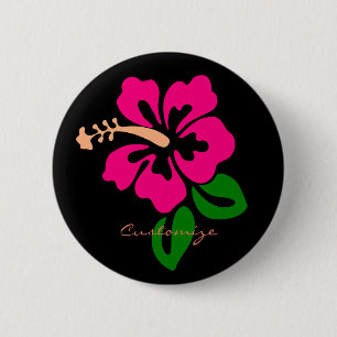 Tropical Pink Hibiscus Flower Thunder_Cove 2 Inch Round Button
