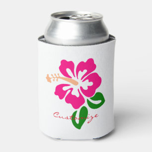 Tropical Pink Hibiscus Flower Thunder_Cove Can Cooler