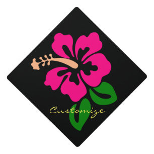 Tropical Pink Hibiscus Flower Thunder_Cove Graduation Cap Topper