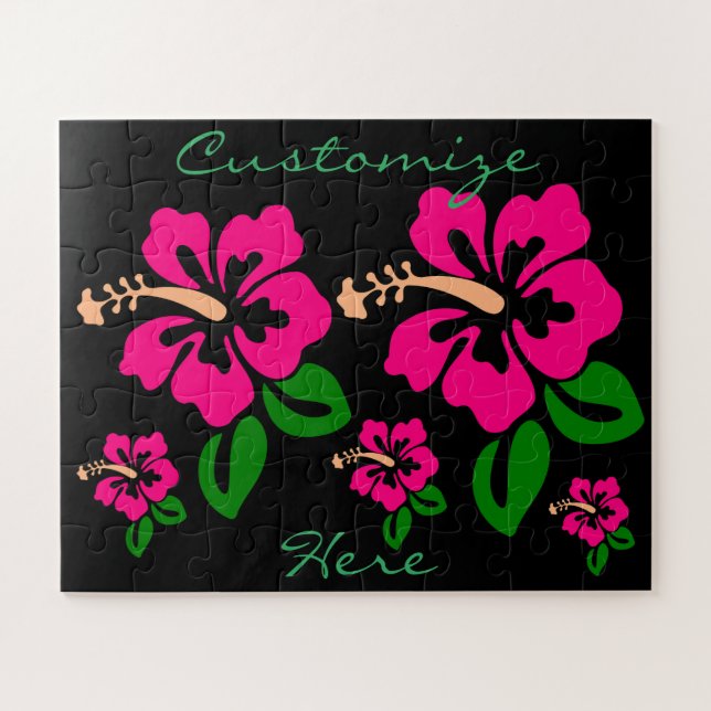 Tropical Pink Hibiscus Flower Thunder_Cove Jigsaw Puzzle (Horizontal)