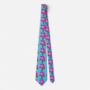 Tropical Pink Hibiscus Flower Thunder_Cove Tie