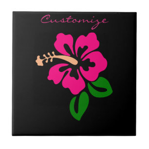 Tropical Pink Hibiscus Flower Thunder_Cove Tile