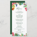 Tropical Pink Hibiscus Hawaiian Wedding    Menu<br><div class="desc">A Colourful Wedding Menu featuring a tropical atmosphere including watercolor exotic birds, pink hibiscus and florals, palm tree leaves of different colours. It would be lovely for a magical summer reception by the beach, just like a Tropical Paradise or a destination wedding. You can change the text from the Personalize...</div>