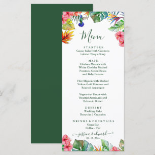 Tropical Pink Hibiscus Hawaiian Wedding    Menu