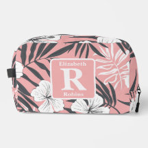 Tropical pink hibiscus personalized Monogram 