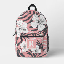 Tropical pink hibiscus personalized Monogram 