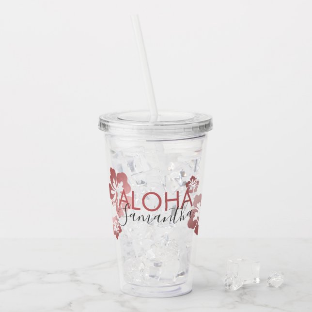 Tropical Pink Individual Personalized Party Favour Acrylic Tumbler (Front Ice)