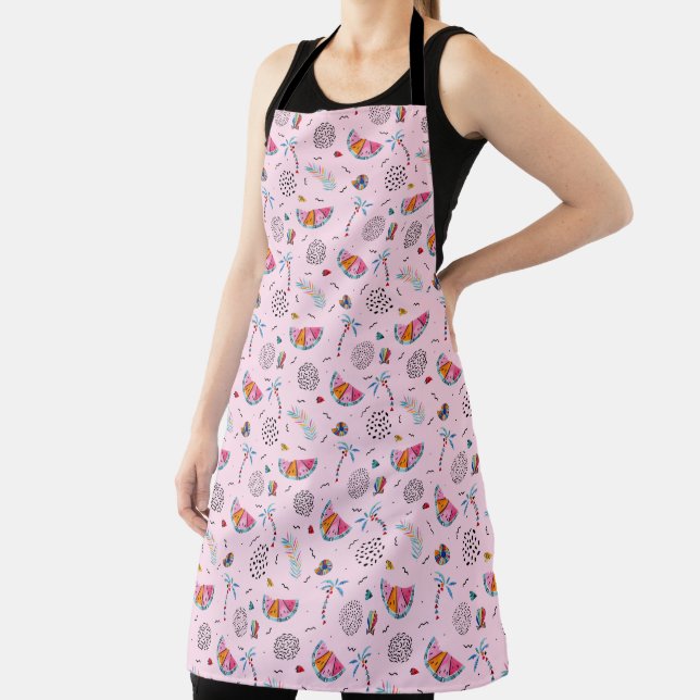Tropical Pink Memphis Style Pattern Apron (Insitu)