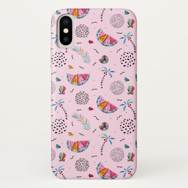 Tropical Pink Memphis Style Pattern Case-Mate iPhone Case (Back)