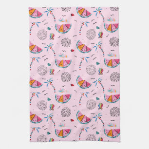 Tropical Pink Memphis Style Pattern Kitchen Towel