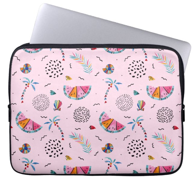 Tropical Pink Memphis Style Pattern Laptop Sleeve (Front)