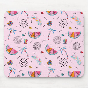 Tropical Pink Memphis Style Pattern Mouse Pad