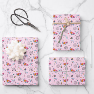 Tropical Pink Memphis Style Pattern Wrapping Paper Sheet