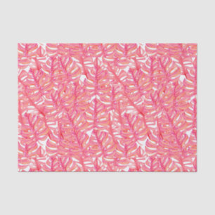 Tropical Pink Monstera Plant Leaves  Tissue Paper