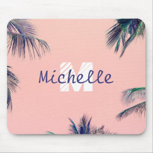 Tropical Pink Name and Initial Mousepad