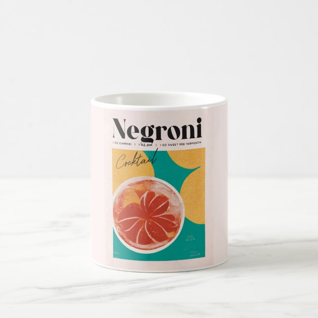 Tropical Pink Negroni Cocktail Retro Coffee Mug (Center)
