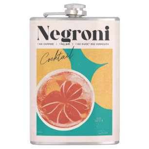 Tropical Pink Negroni Cocktail Retro Hip Flask