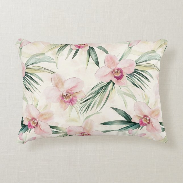 Tropical Pink Orchid Flowers   Accent Pillow (Front)