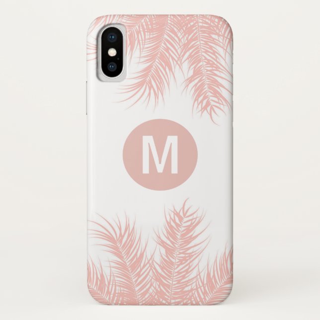 Tropical Pink Palm Fronds iPhone X Coque (Dos)