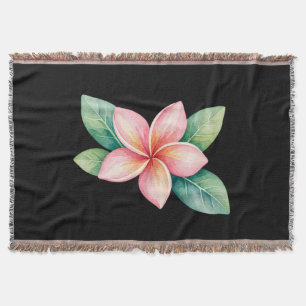 Tropical pink plumeria blanket