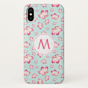 Tropical Pink Plumeria Watercolor Monogram Case-Mate iPhone Case