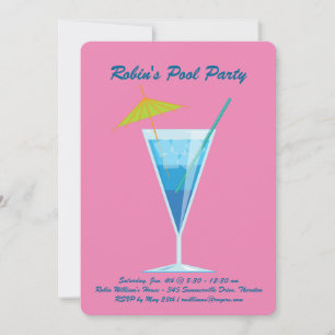 Tropical Pink Pool Party Invitation