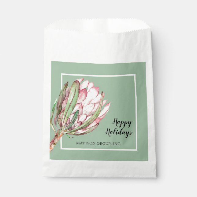 Tropical Pink Protea Floral Treat Party Favour Bag (Front)