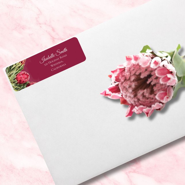 Tropical Pink Protea Floral Wedding Return Address (Creator Uploaded)