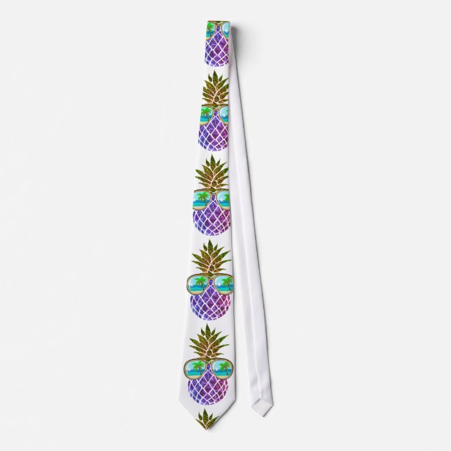 Tropical pink purple pineapple tie (Front)